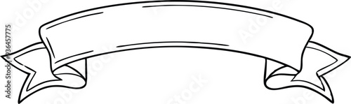 Retro banner ribbon line art illustration black and white