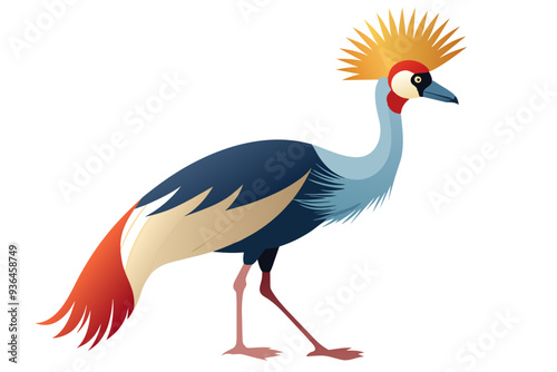  Crowned crane whole body image vector art illustration photo