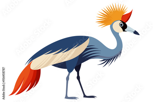  Crowned crane whole body image vector art illustration photo