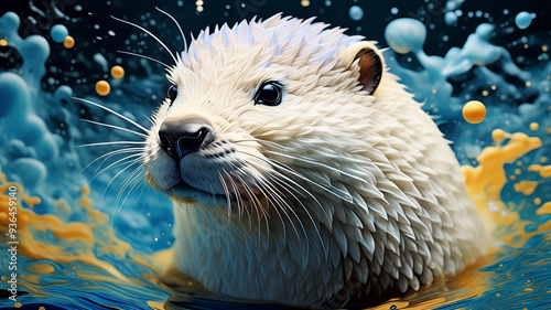 The Playful Otter: A Delightful AI-Generated Illustration for Children s Tales photo