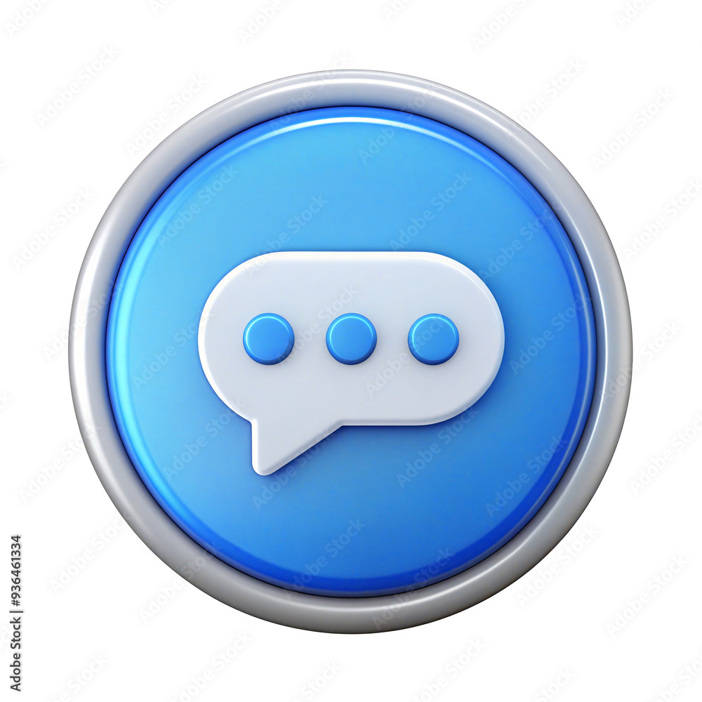 A circular, blue gradient icon with a white speech bubble and three dots, indicating messaging or conversation. Transparent background A circular, blue gradient icon with a white speech bubble and three dots, indicating messaging or conversation. Transparent background
