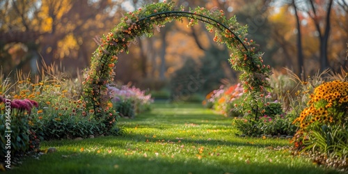 Floral Archway in a Garden Setting photo