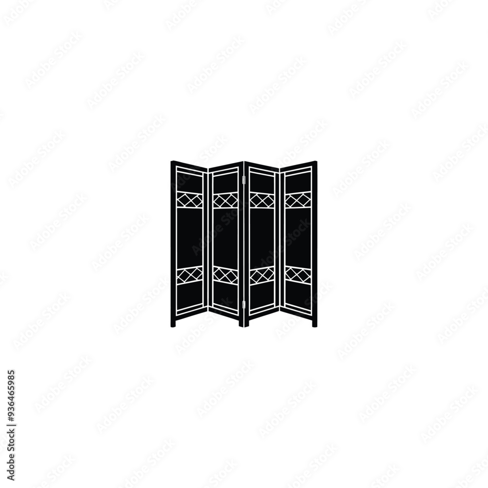 Vector illustration traditional japanese black folding screen. Vector illustration traditional japanese black folding screen.