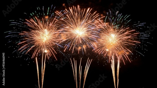 Colorful fireworks display over a dark sky during a summer night celebration