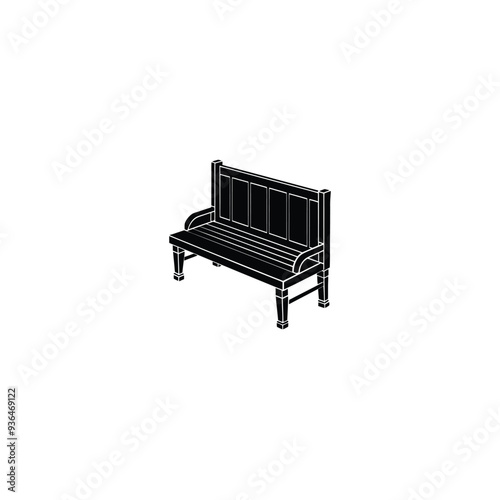 Upholstered bench. Entryway patio furniture. Vector line icon. Isolated object