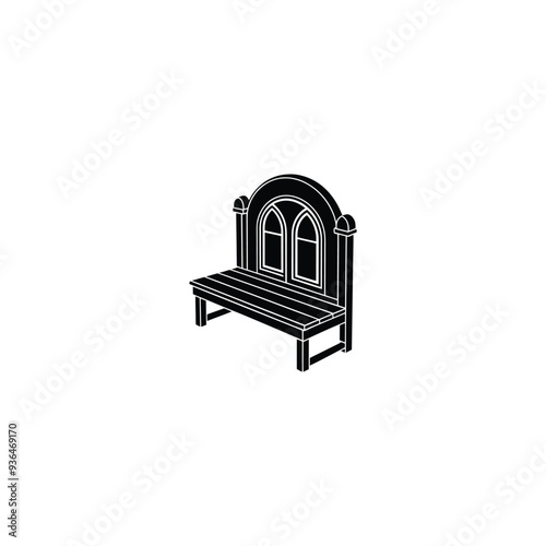 Upholstered bench. Entryway patio furniture. Vector line icon. Isolated object