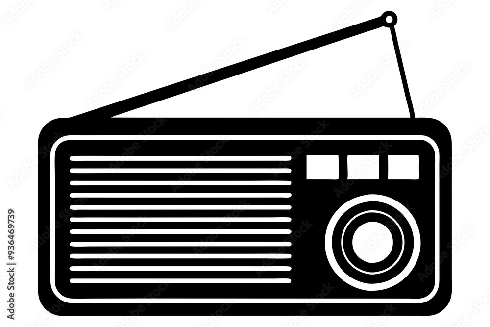 A vector silhouette of an old-fashioned radio on a white background A vector silhouette of an old-fashioned radio on a white background