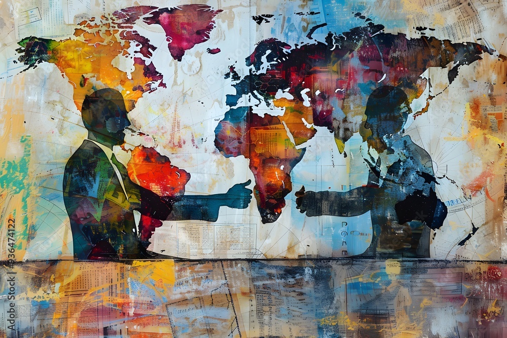Naklejka premium Global Collaboration: A Colorful Representation of Unity and Partnership