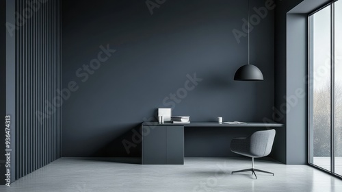 Monochromatic shades of charcoal gray and steel blue with a touch of white for a minimalist and sleek look