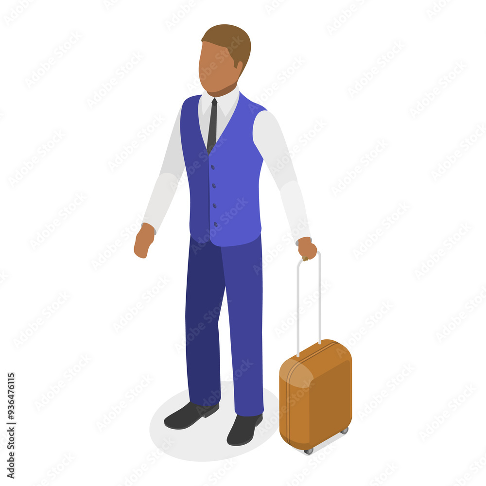 3D Isometric Flat Set of Airport Staff. Item 5 3D Isometric Flat Set of Airport Staff. Item 5