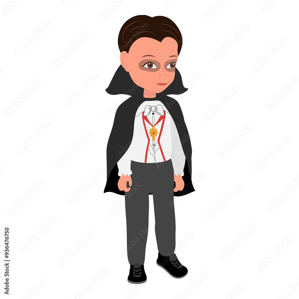 Flat Illustration of Kid Boy Wearing a Dracula Halloween Costume. Item 4 Flat Illustration of Kid Boy Wearing a Dracula Halloween Costume. Item 4