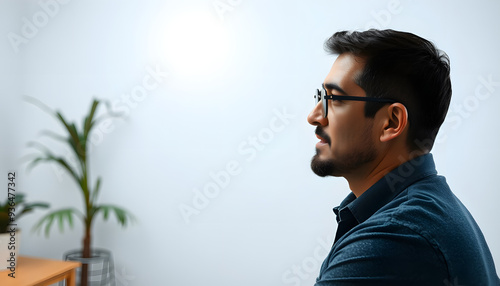 Man visiting psychologist isolated with white highlights, png photo