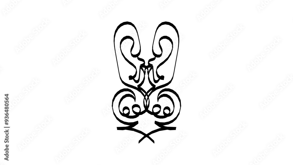 A detailed tattoo design featuring a stylized bunny, showcasing intricate lines and artistic flair A detailed tattoo design featuring a stylized bunny, showcasing intricate lines and artistic flair