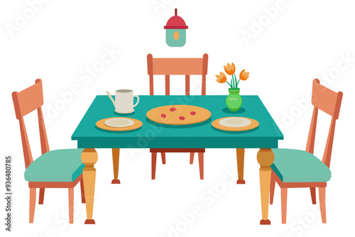 Dining table vector art illustration  photo