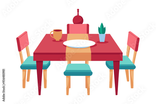 Dining table vector art illustration  photo