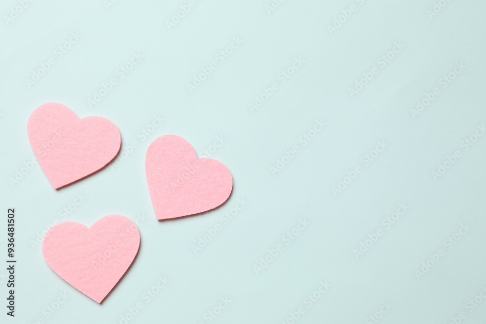 Hearts on color background, top view Hearts on color background, top view
