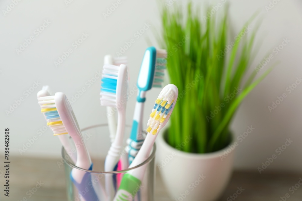 Various toothbrushes. Concept of tooth treatment and dental care Various toothbrushes. Concept of tooth treatment and dental care