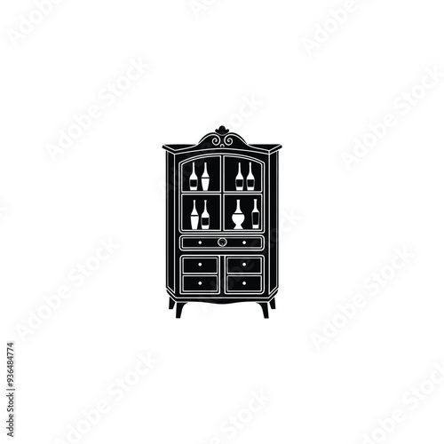 wine cabinet icon silhouette vector