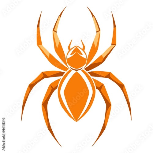  Orange Spider Icon, Geometric Halloween Illustration photo