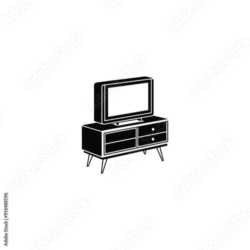 Tv on tv stand solid icon