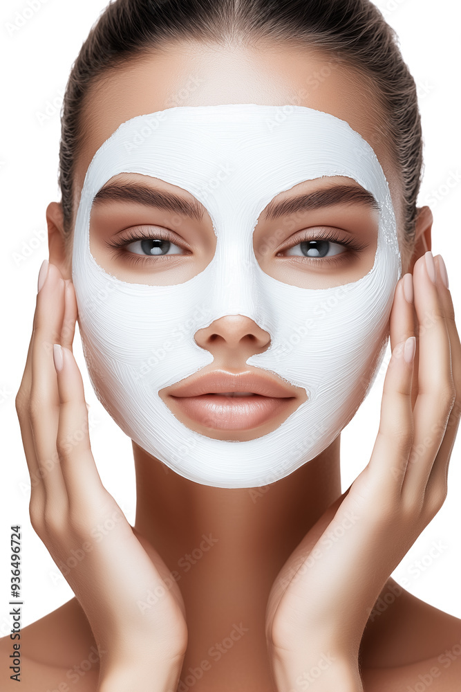 Close-up studio shot of young woman wearinga face mask against at isolated white background with copy space Close-up studio shot of young woman wearinga face mask against at isolated white background with copy space