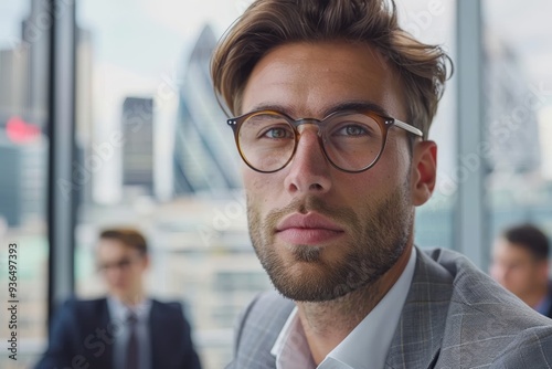 Confident Businessman in Office During Daytime