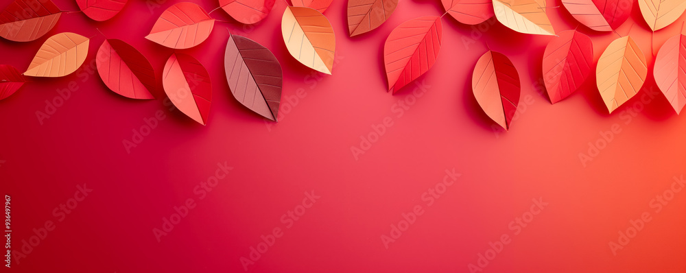 Illustration of autumn leaves lying on the red background Illustration of autumn leaves lying on the red background