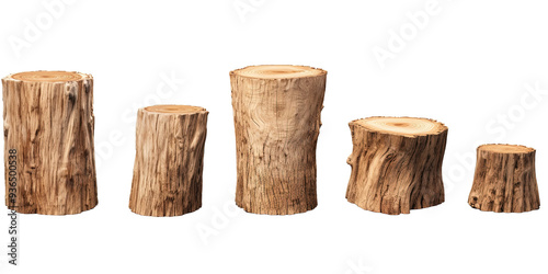 Hardwood tree stump from large to small on white background,png