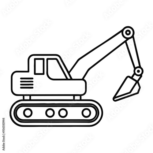 excavator line art vector illustration