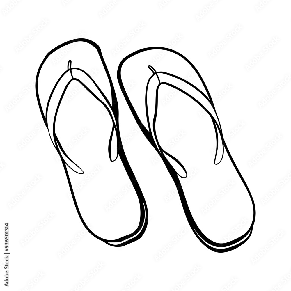 Flip flops line art vector illustration Flip flops line art vector illustration