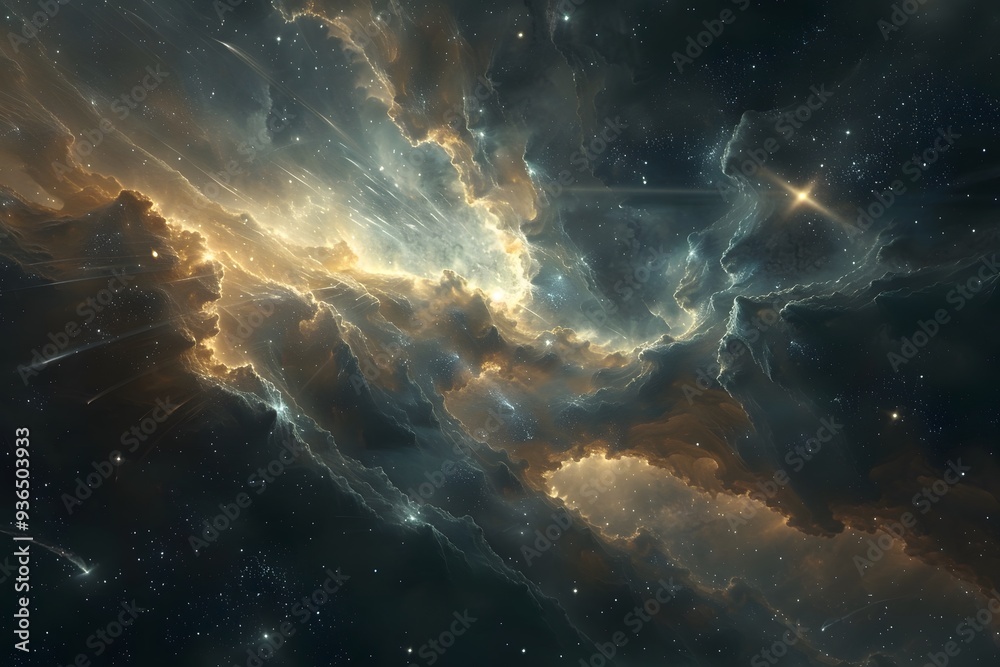 Stunning Cosmic Nebula with Ethereal Colors and Starry Background Stunning Cosmic Nebula with Ethereal Colors and Starry Background