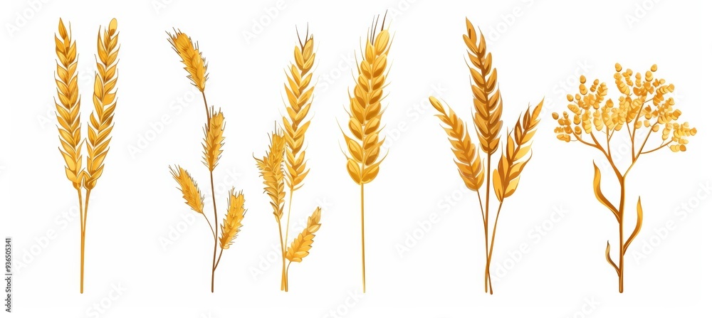 golden cereals: wheat and barley ears. perfect for baking ideas golden cereals: wheat and barley ears. perfect for baking ideas