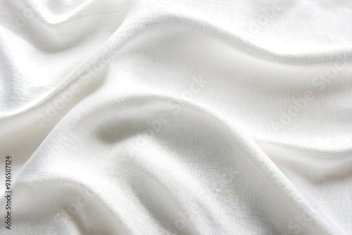 A detailed look at the weave and threads of white fabric photo