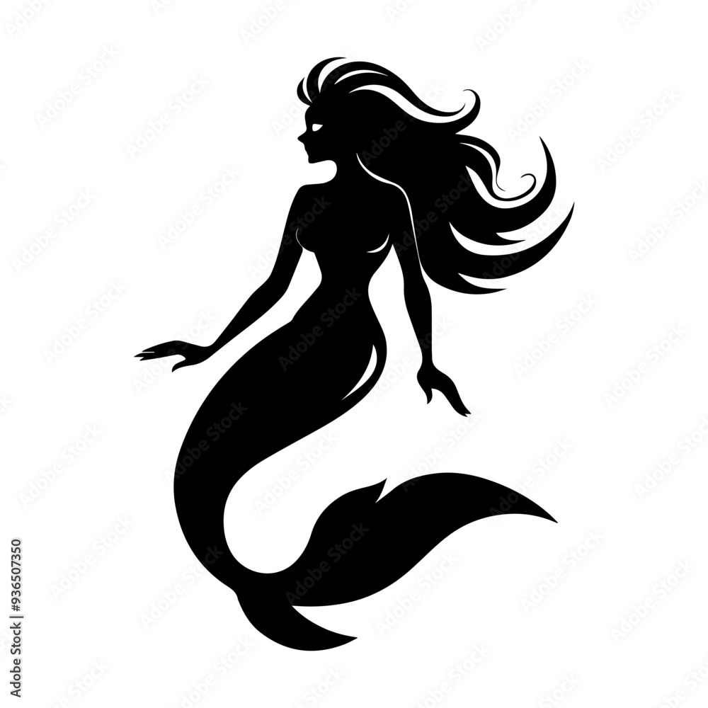 silhouette of a mermaid