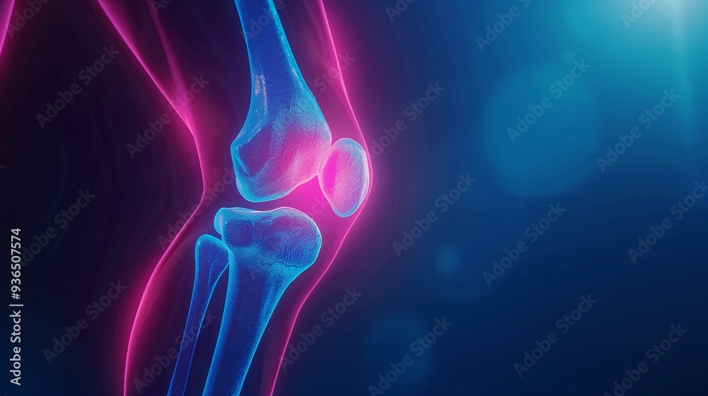 Blue 3d medical x-ray anatomy of the knee pain. Leg joint and bone ...
