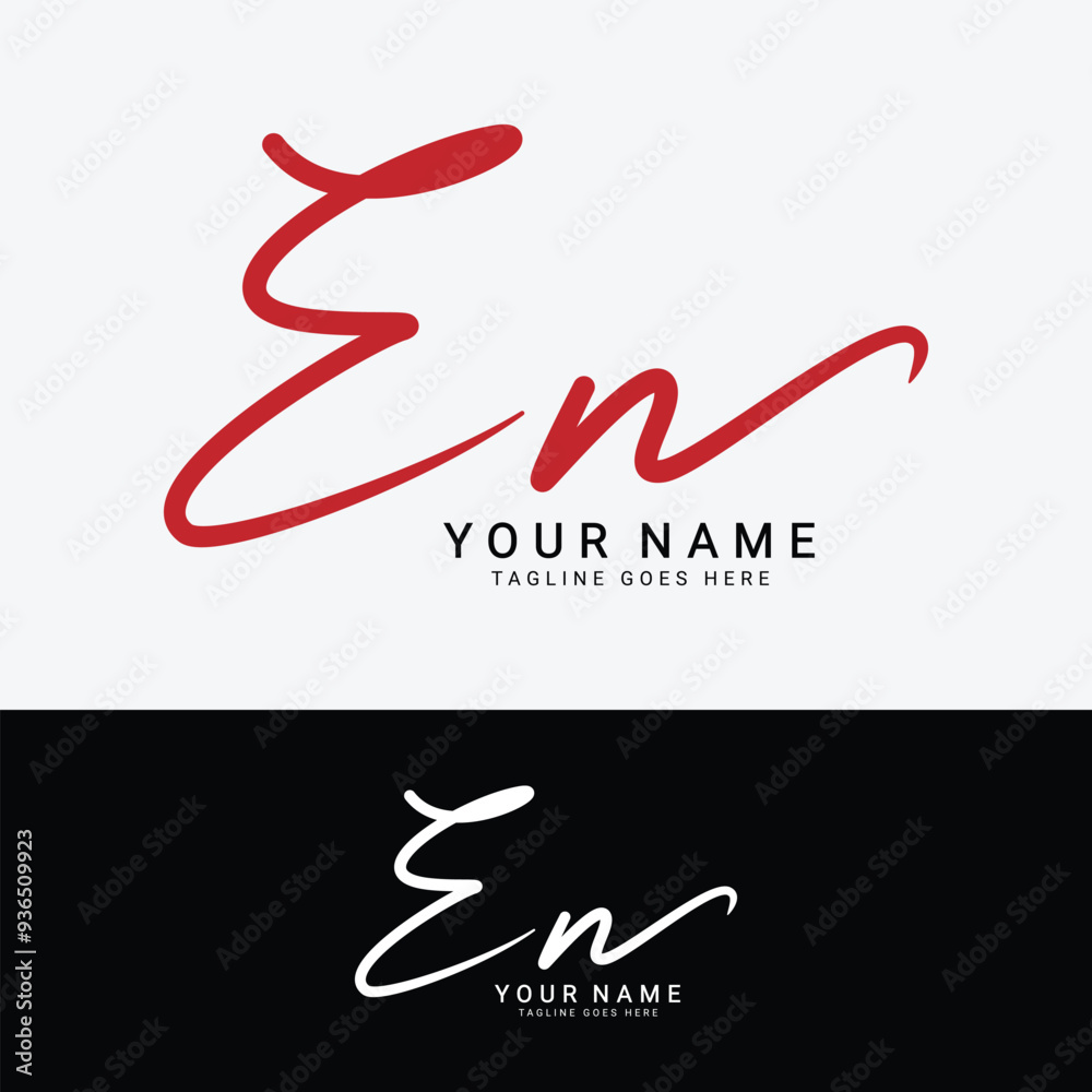 Obraz premium E, N, EN Initial letter logo. Alphabet EN Handwritten Signature logo