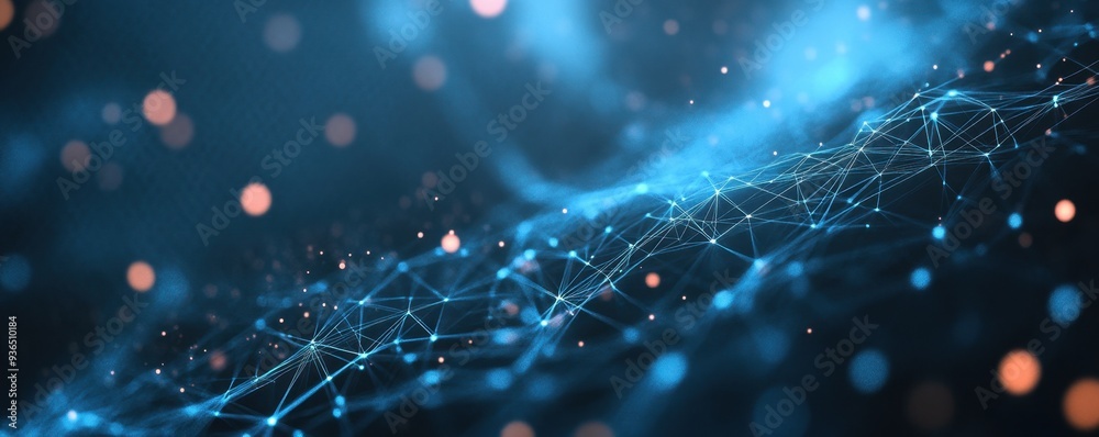 Obraz premium Abstract digital network with blue glowing connections and particles