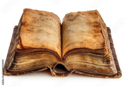 Open Antique Book With Worn Pages