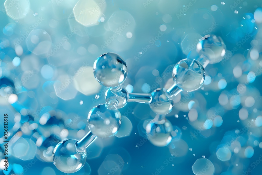 Stunning Close-Up of Water Molecules in a Blue Abstract Background