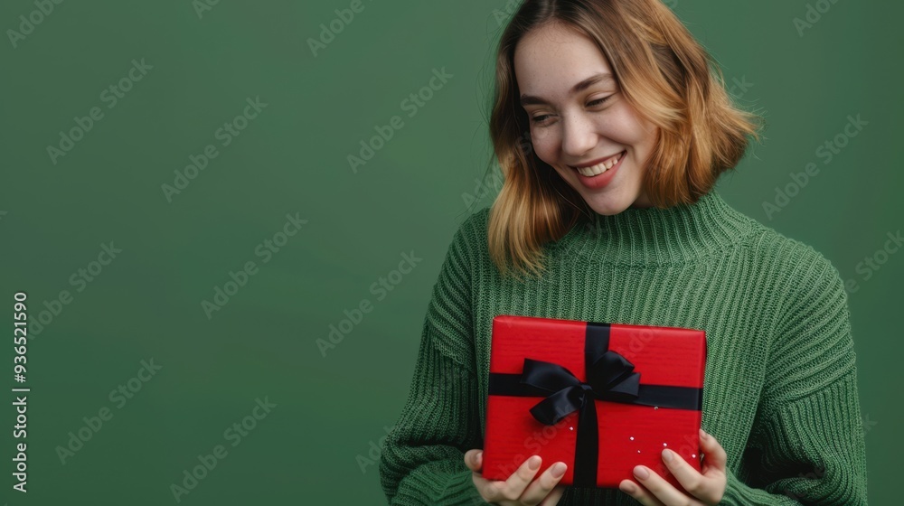 The woman holding a gift The woman holding a gift