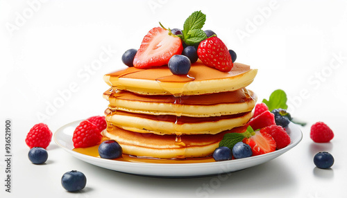 Wallpaper Mural Stack of pancakes with syrup and berries. Torontodigital.ca