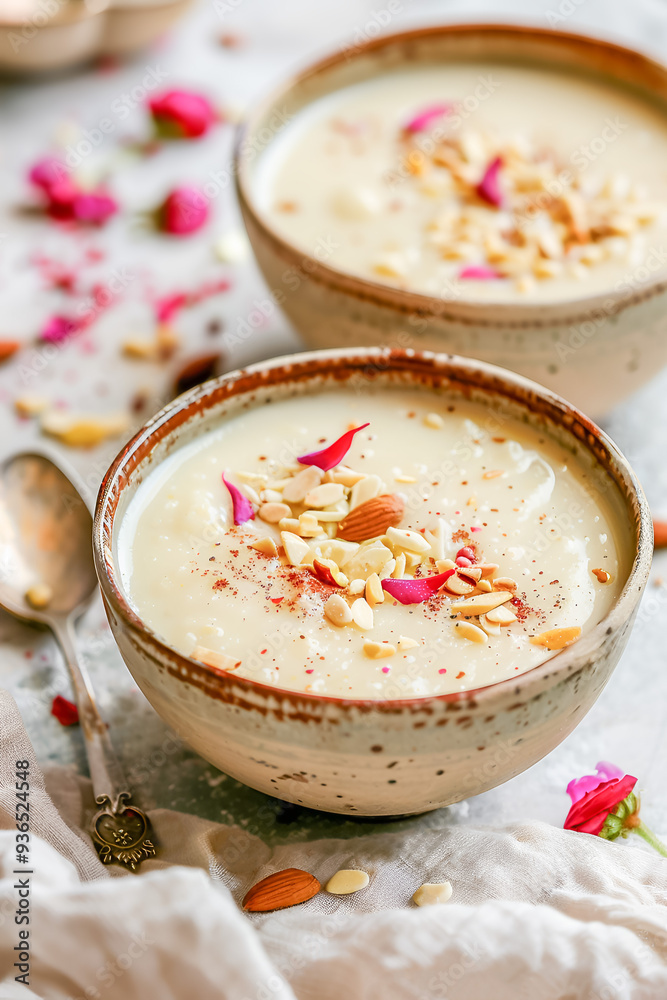 Traditional indian dessert kheer rice pudding