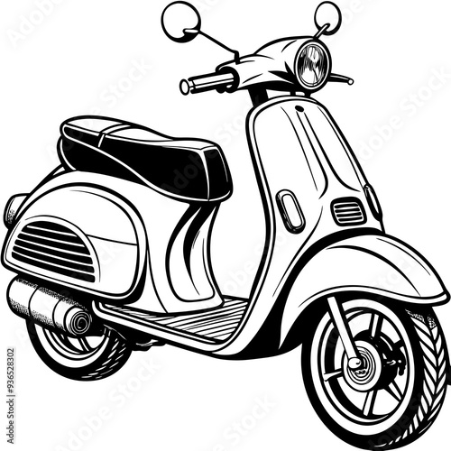vintage scooter vector illustration