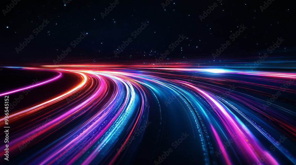 Abstract futuristic background with colorful light trails Abstract futuristic background with colorful light trails