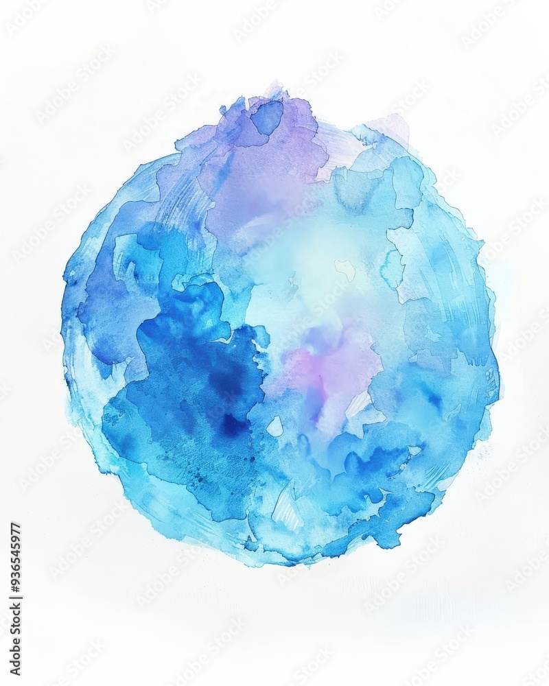 Watercolor Circle Painting. Abstract Aquarelle Art Background with Blue Blot Watercolor Circle Painting. Abstract Aquarelle Art Background with Blue Blot
