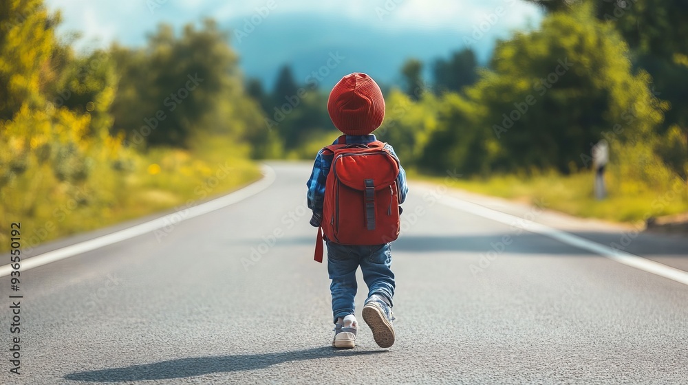 Fototapeta premium the child goes to school