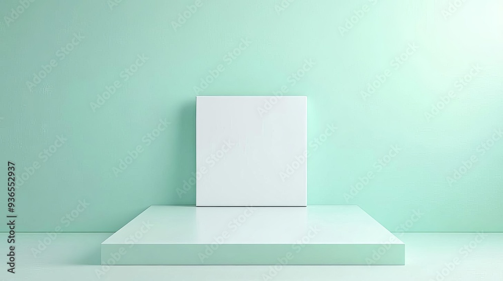 Light mint gradient with a faint white square in the center, minimalist background, soft focus Light mint gradient with a faint white square in the center, minimalist background, soft focus