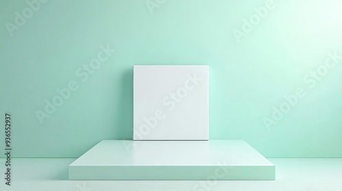 Wallpaper Mural Light mint gradient with a faint white square in the center, minimalist background, soft focus Torontodigital.ca