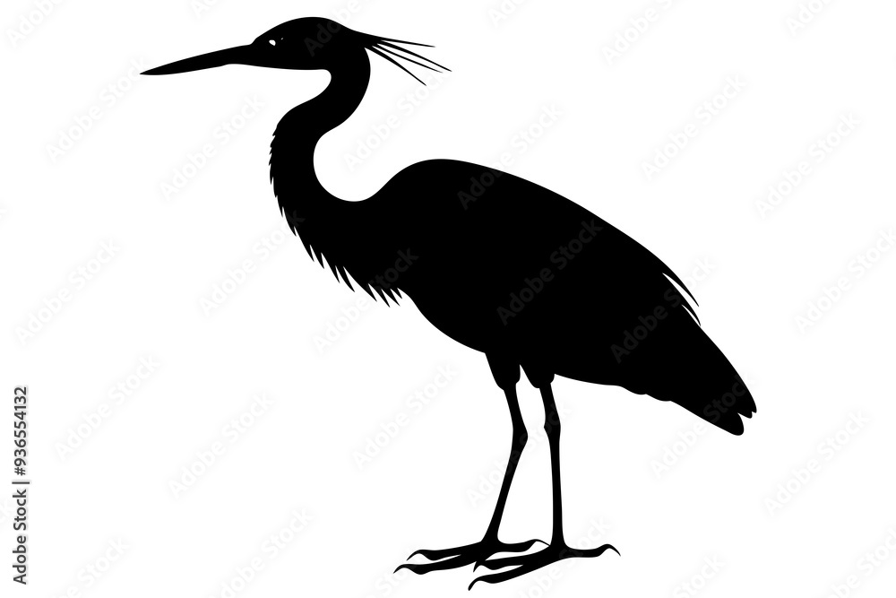 Fototapeta premium Silhouette of a heron on a white background