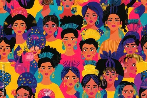 Colorful Portrait Montage of Diverse Women